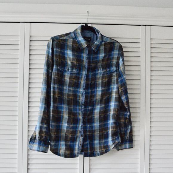Marmot Men's Small Blue Plaid Button Down Long Sleeve Shirt | Size Small - Picture 1 of 7